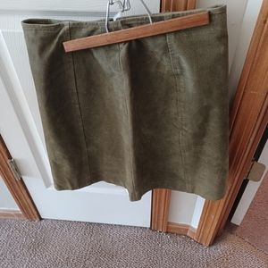 Olive suede leather skirt
